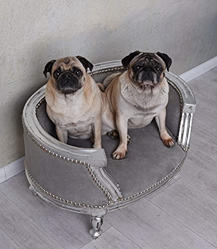 Hundebett Barock Silber Grau Hundesofa Small Katzenbett cat700e19 Palazzo Exclusiv