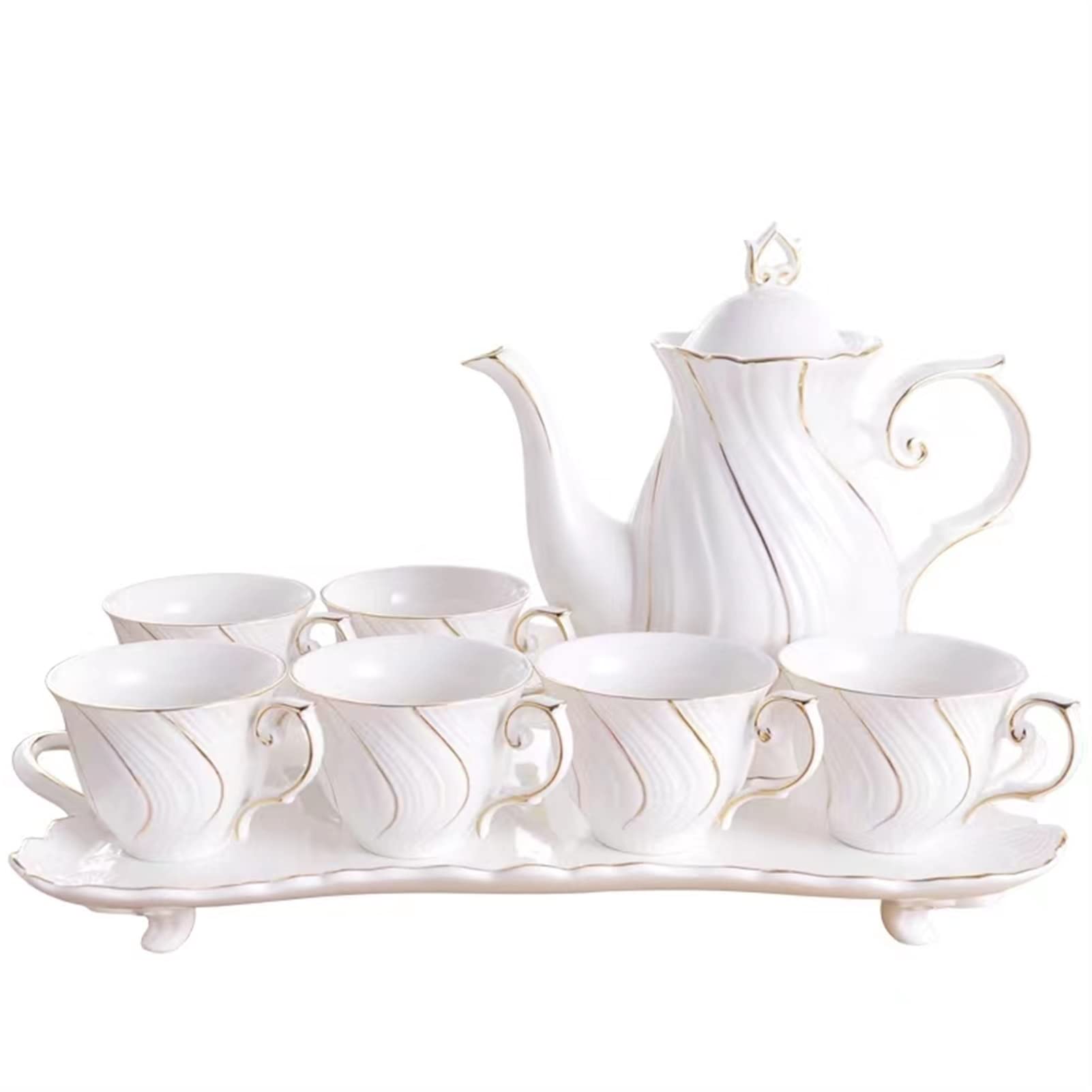 YNIYUJKL Tea Set 8 Piece Phnom Penh Glazed Porcelain Coffee And Tea Set Afternoon Tea Drink Set Coffee Set Coffee Maker Cup And Saucer Set