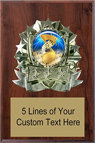 Express Medals 6 x 8 Cherry Finish Wood Music Plaque Trophy Award with Up to 5 Lines of Free Engraving