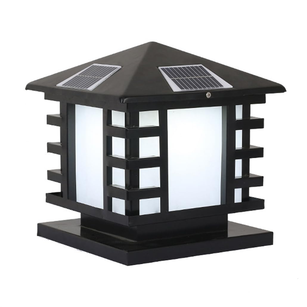 Moderne schwarze Pfostenleuchten für den Außenbereich, wasserdichtes Aluminiumgehäuse, Deckpfostenkappe, Licht, solarbetriebene Säulenkappen, Lampen, Garten, Hof, Pool, Säulenleuchten (1 Stück)