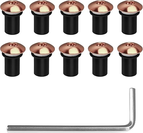 10PCS Motorcycle Windshield Bolts Screws Kit, Aluminum Alloy Motorbike Windscreen Body Mounting Bolts Nuts, Compatible with Motorcycle Cowls Well Nuts Fairing Fasteners Screw (Coffee)