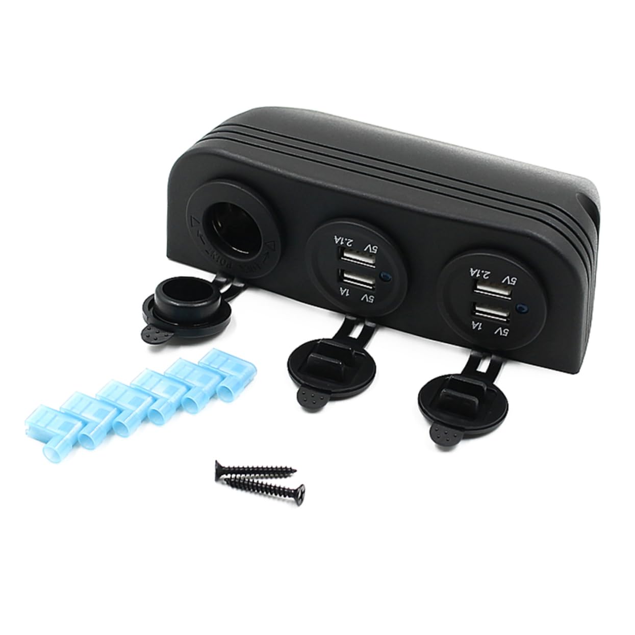 Prise Allume-Cigare de Voiture 12-24v avec 4 Ports USB, Noir