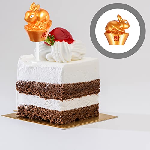 Dechous 5 Pcs Chinese New Year Cupcake Toppers 2023 Year Of The Rabbit Ingots Cupcake Picks Cakes Toppers Dessert Fruit Picks For Spring Festival Party Decorations Supplies #TOP6