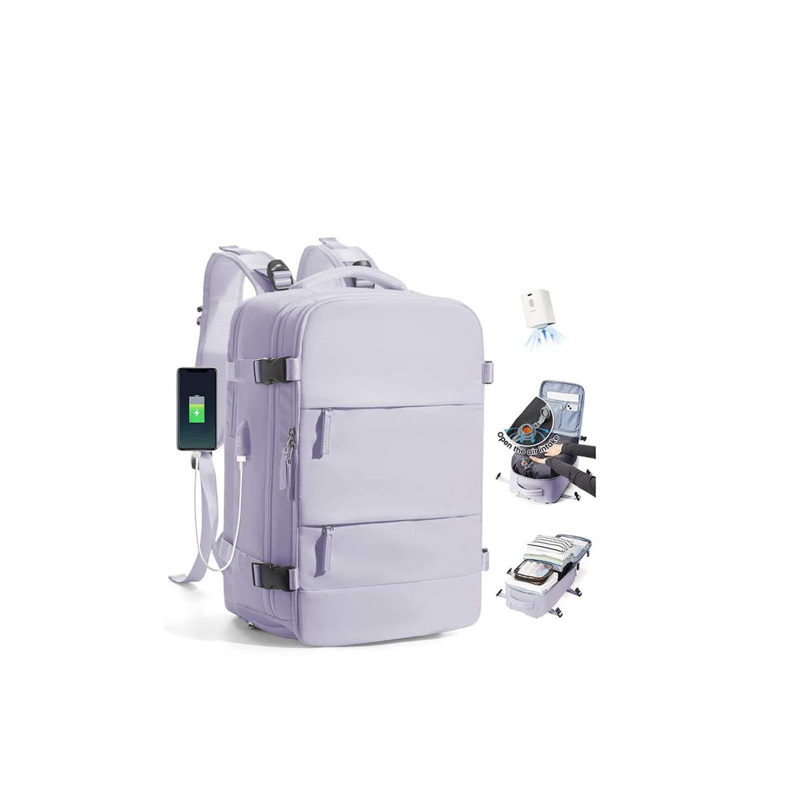 SZLX Mochila al Vacio con Bomba Equipaje de Mano 40x30x20 Ryanair Vueling Wizzair Easyjet Mochila Viaje Cabina Avion 40x20x25 Ryanair Mujer Mochila de transporte Impermeable para Computadora Portátil — view 14