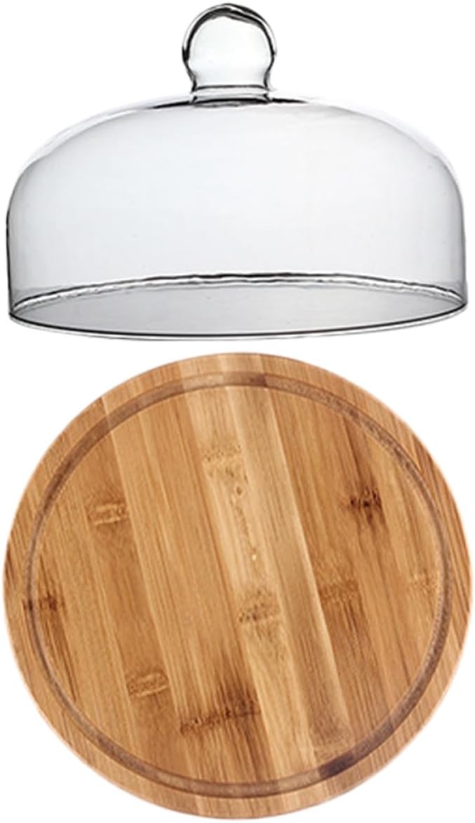 Glass Cake Cover with Tray, 15cm Dome Food Cover for Pastries and Desserts, Small Protective Serving Plate for Kitchen and Party Use
