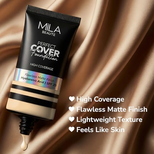 Image of Mila Beaute Perfect Cover Foundation with Hyaluronic Acid & SPF 20 | High Coverage & Flawless Matte Finish | Super Hydrating & Lightweight Formula | Suitable for All Skin Types - 2 Ivory
