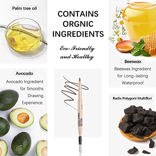 Organic Eyebrow Pencil Makeup， Medium Brown,Waterproof Eyebrow Pencil，Dual-Sided Eyebrow Brush For It Face Makeup Cosmetics (102) #TOP2