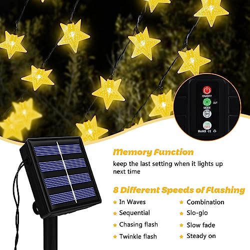 Ninonly Guirnaldas Luces Exterior Solar, 7m 50 LED Luces Estrellas Cadena Solares, 8 Modos Luz Solares Exterior Impermeable, Cadena Luces Decoración para Jardín Navidad Festivales Dormitorio Bodas - imagen 3