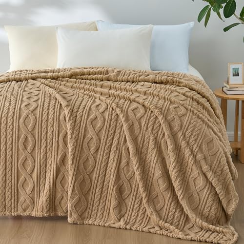 Joiedomi Queen Kuscheldecke für Bett, 228x228cm, Braun Fleece-Decke, Geschenk für Frauen, Mütter & Mädchen, Weiche Wolldecke Warme Flanelldecke als Tagesdecke