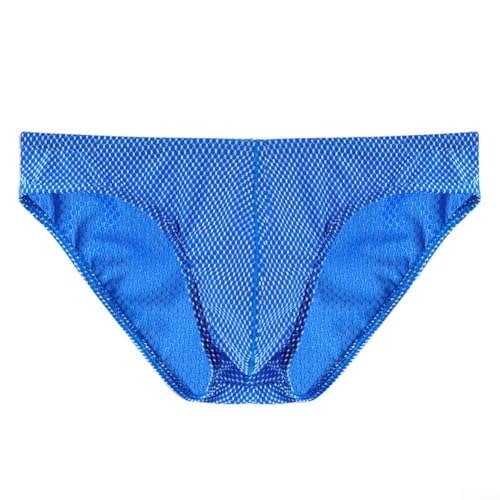 Ropa interior para hombre en estilo de cintura baja con seda de hielo transpirable y bolsa de abultamiento de alta elasticidad (L azul)