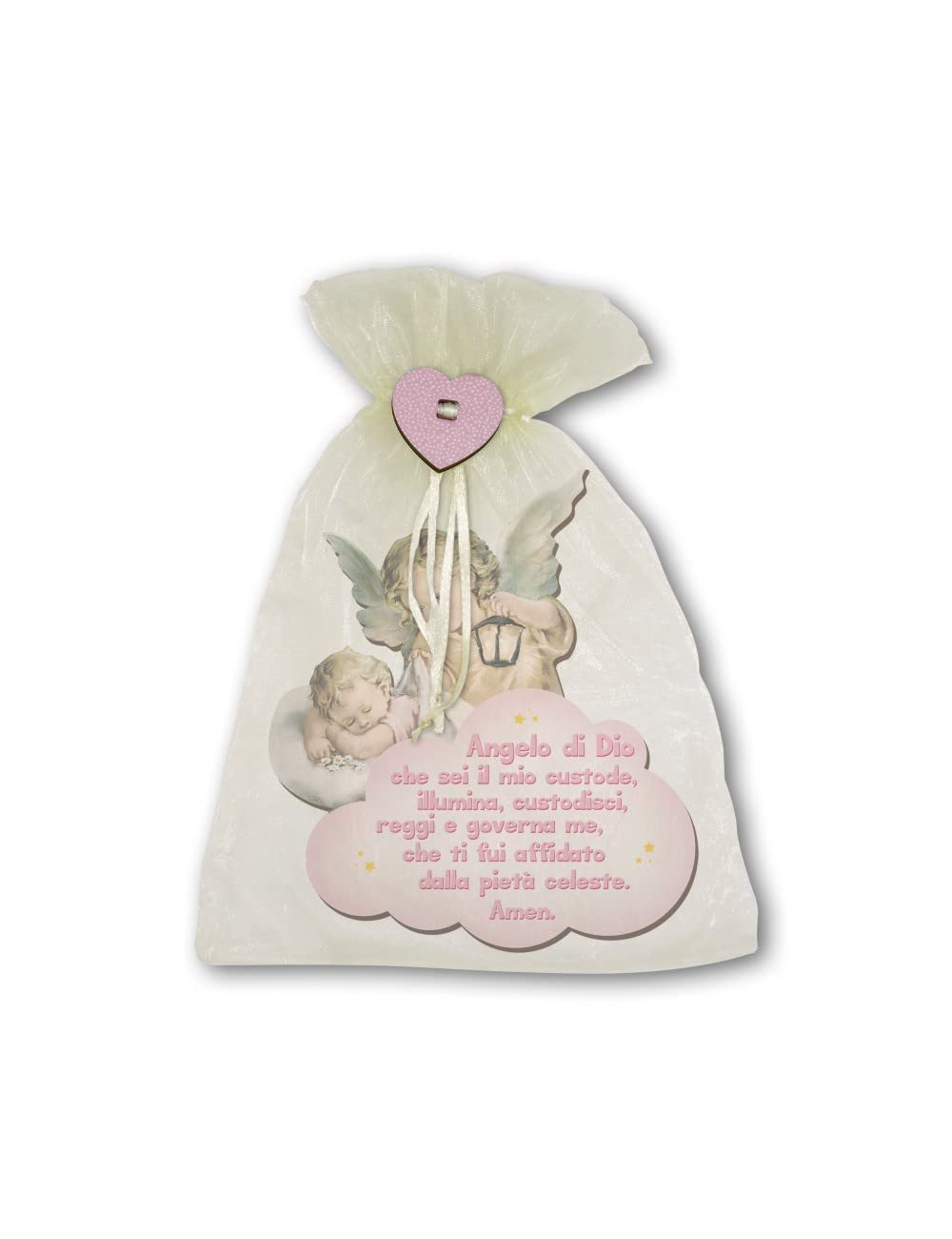 Fratelli Bonella | Quadro in legno dell’Angelo con lanterna per Bambina con preghiera Angelo di Dio 11x14 cm | Made in Italy