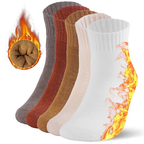Image of KANAV Thick Winter Thermal Wool Socks (5 Pairs) - Comfy, Slouch Crew, Cozy, Warm Athletic Socks for Women