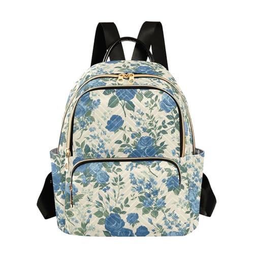 Mochila de rosas azules para mujer universitaria y negocios M