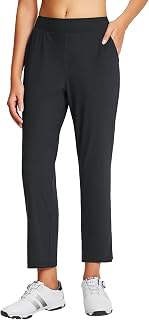 Women's Golf Pants Petite Stretch Lightweight 7/8 Travel Pants Zip Pockets Casual Work Ankle