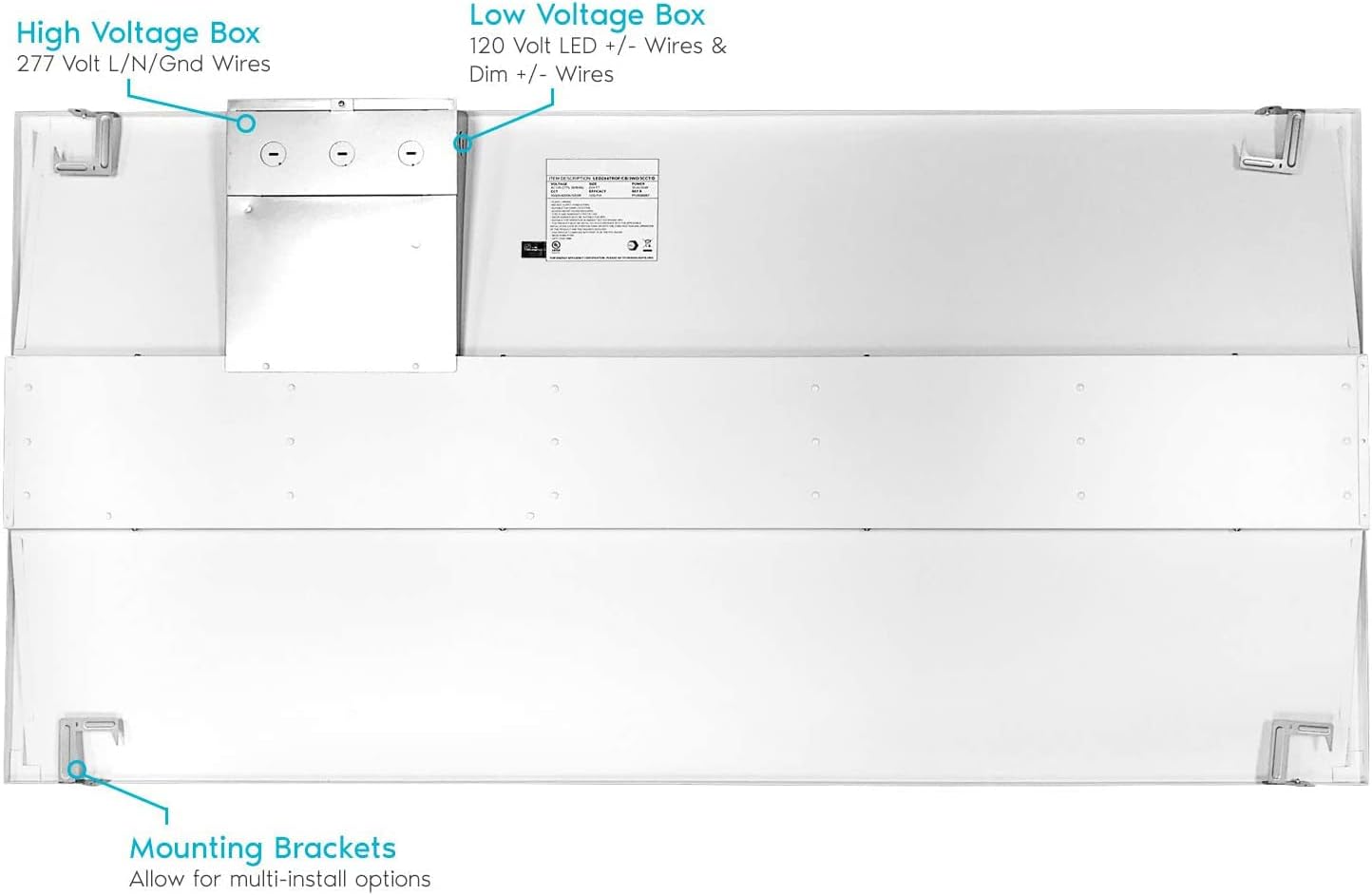 2x4 FT Center Basket LED Troffer Panel Light, 40/50/60W, 3 Color Options 3000K | 4000K | 5000K, Dimmable Drop Ceiling Lights, 5000/6250/7500 Lumens, Damp Rated, 120-277V, DLC Premium (4 Pack)