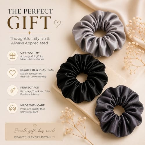 Image of Atrube's Silk satin scrunchy for women | Hairbands for women, girls pack of 3 Standard size