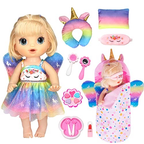 iBayda Alive Baby Doll Clothes Accessories Set for 10 Inch Baby Dolls 12 Inch Alive Baby Dolls 14 to 14.5 Inch Like Wellie Wishers Doll (No Doll)
