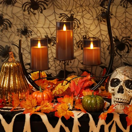 Image of Homemory Realistic Flickering Flameless Candles, Battery Operated Candles, LED Fake Electric Candle with Remote Control and Timer for Home, Christmas Decoration, Grey, Set of 5