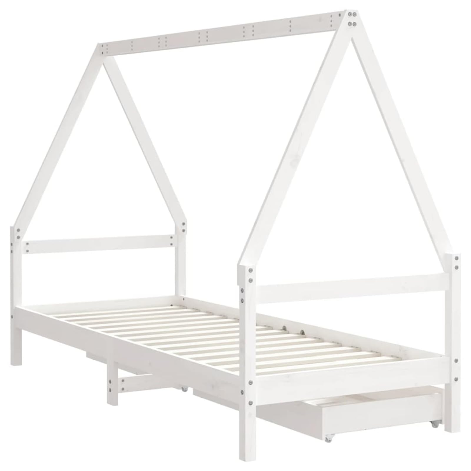 Rantry Holz-Kinderbett Hausform mit Schubladen, weiß, 205,5x85,5x143 cm, für Kinder ab 4 Jahren Model834466