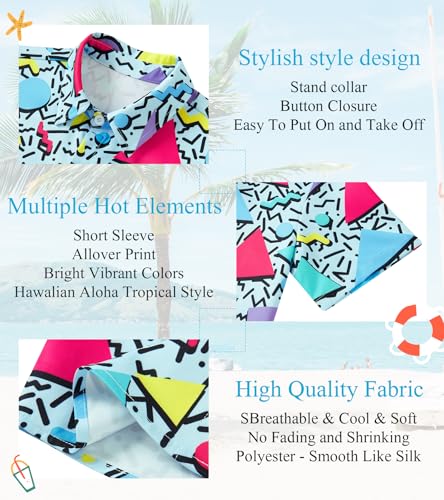 Image of uideazone Boys Hawaiian Shirts Novelty Printed Funky Short Sleeve Button Down Shirt Kids Aloha Luau Shirt 7-14T