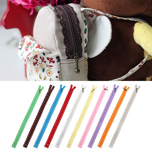 Haofy Accesorios de Ropa de Costura de Nailon, Cremallera de Encaje de Seda de Brotes de Estilo Mixto Práctico, n. ° 3, 35cm, Manualidades Hechas a Mano, 10 Uds.