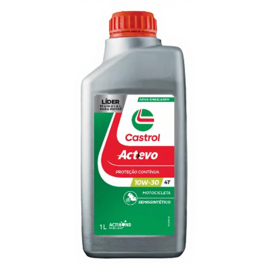 ÓLEO DE MOTOR MOTO 4T CASTROL ACTEVO 10W-30 SEMISSINTÉTICO 1 LITRO API SL, JASO MA2