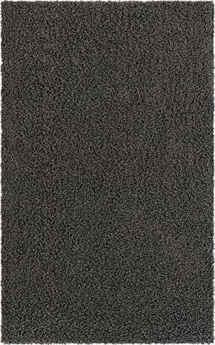 Unique Loom Solo Solid Shag Collection Area Rug- Modern Plush Rug Lush & Soft (5' 0 x 8' 0 Rectangular, Graphite Gray)