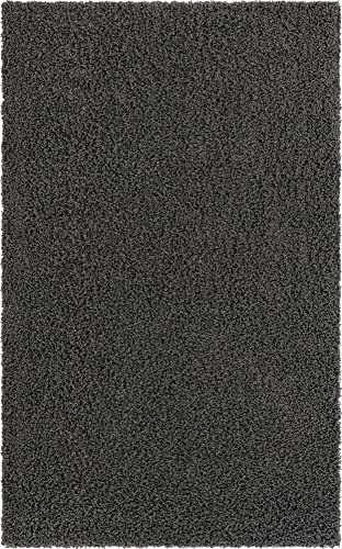 Miniatura 9 de Unique Loom Solo Solid Shag Collection 3126205 - Alfombra Moderna De Felpa Gris Grafito 155 X 245