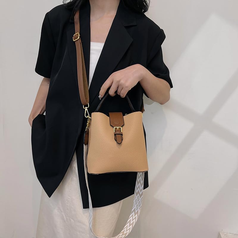PU Leather Bucket Bag Soft Crossbody Shoulder Handbag Adjustable Strap All Match Trendy Purse4