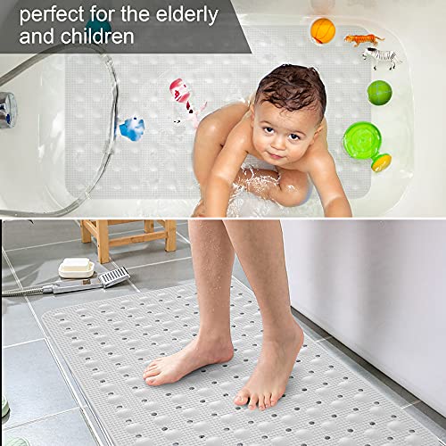 Joycano Non Slip Rubber Bathtub Mat Shower Tub Mat Baby Bath Mat, 100% Natural Rubber No Chemical Smells Perfect For Baby And Elder, With Suction Cups, Machine Washable, 28 X 16 Inches, White #TOP2