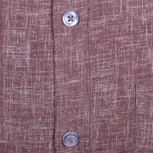 Image of ACCOX Men's Full /Long Sleeves Formal Regular Fit Cotton Linen Plain Shirt (GCRFS27) Maroon