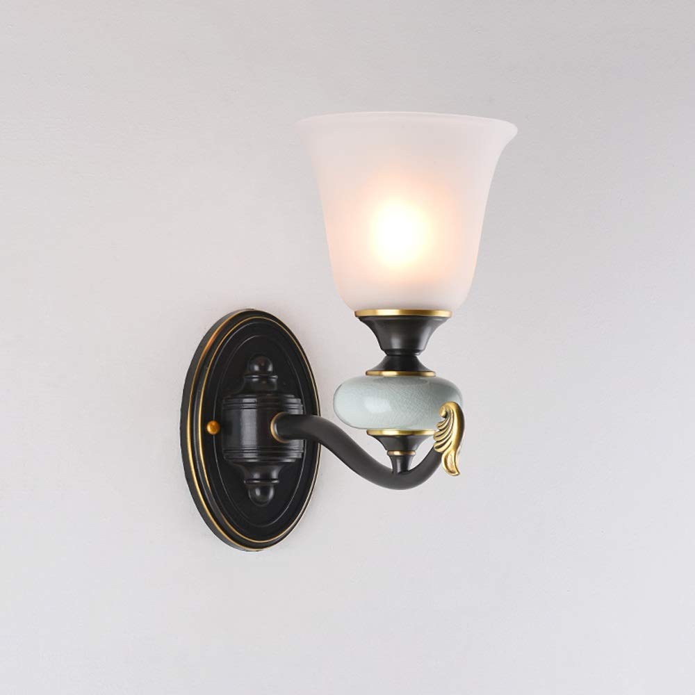 OZBMA Wall Mounted Light Romantic and Warm Bedroom Bedside Suction Lamp Nordic Simplicity All Copper Lamps Single Head Double Living Room Study E27 Holder Aisle Staircase Cor
