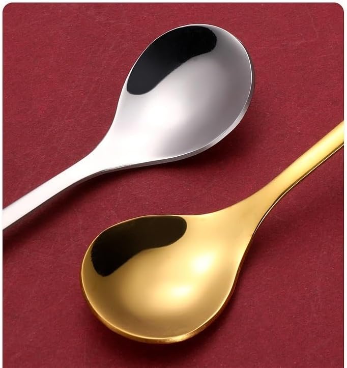 Flatware Silverware Set, 6/24/36/48/60/72pcs Christmas tableware stainless steel spoon creative 3D Christmas figurine fruit spoon gift box set, Tableware Cutlery Set(Gold,60 Pieces for 10)