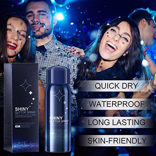 Temporary Glitter Spray, Body Shimmery Spray For Skin, Face, Hair And Clothing, Quick-Drying Waterproof Glitter Hairspray Highlighter Face Makeup Spray For Prom, Festival Rave, Stage Makeup, 2Oz #TOP1
