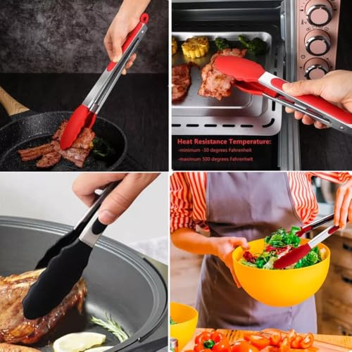 Pegador 27cm Multiuso Silicone com Cabo Inox para Salada Churrasco Fritura Grelhados Assados Pinça M