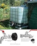 FAOKZE IBC kran spustowy, 1000 l, z aluminiowego zaworu kulowego z przyłączem 3/4 cala, adapter IBC do kranu zbiornika, zbiornika na wodę deszczową IBC