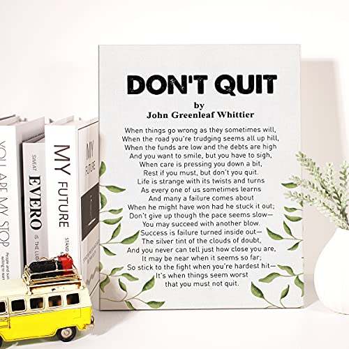 Canvas Wall Art Inspirational Don't Quit Poem Canvas Print Positive Painting Home Wall Decor Framed Gift 12X15 Inch #TOP3