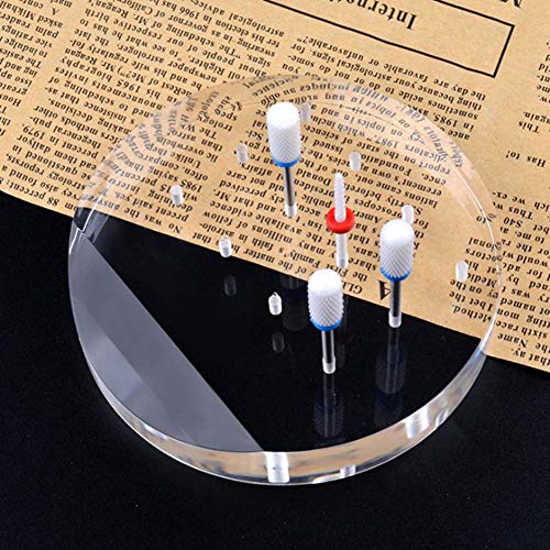 Soporte acrílico para 12 brocas de uñas transparente miniatura 4