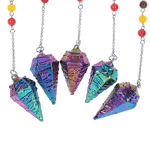 TUMBEELLUWA Healing Crystal Quartz 7 Chakra Pendulum Dowsing Gemstone Divination Reiki Stone4