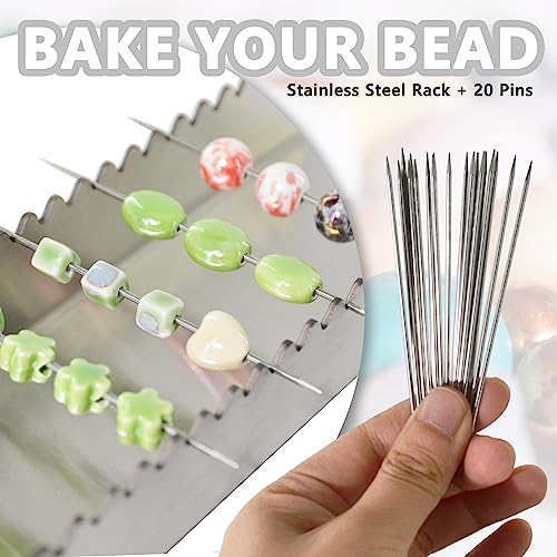 UPTTHOW Bead Baking Rack, Polymer Clay Tools, Drying Rack for Polymer Clay Jewelry Making Tool with 20 Skewers - Image 2