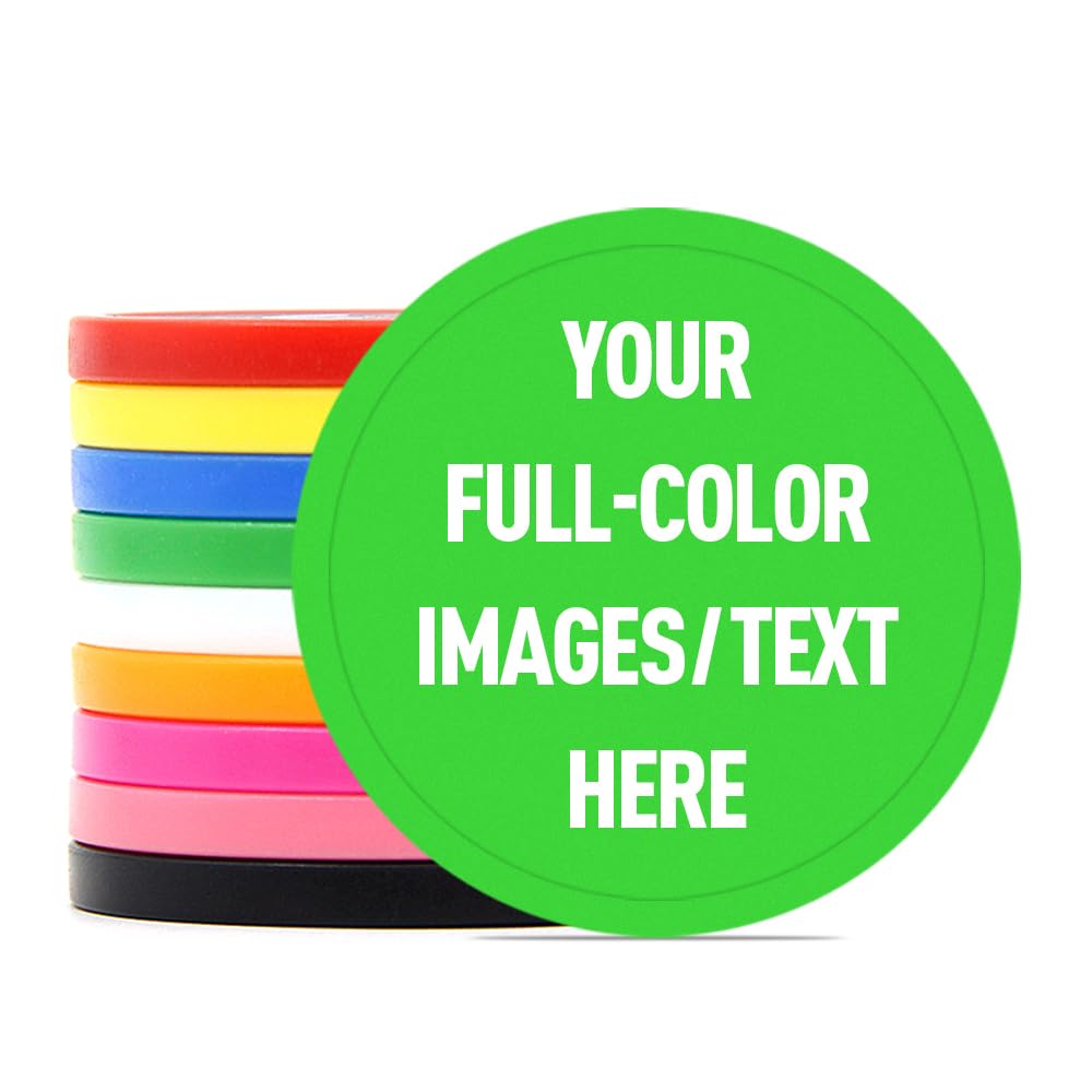 40mm Custom Plastic Bar Tokens, Full-Color Print Your Personalized Photo and Text on Chips, for Drink Tokens, Poker Game and Board Game (Green)