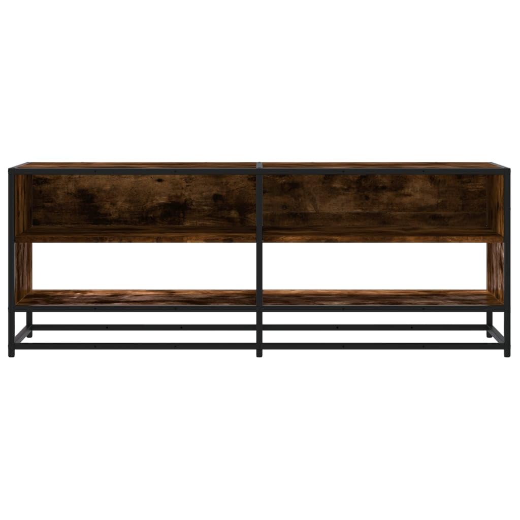 Mobile TV in rovere affumicato, 120,5 x 40 x 46 cm, in legno e metallo, con vano portaoggetti, mobile per il soggiorno per home theater e camera da letto
