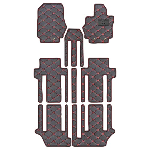 MaiMeloカスタムフロアマットに適合 日産 セレナC26系 2010-2016 カーマット 防水 汚れ防止車保護パッド滑り止めレザ 黒赤