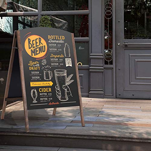 Tangkula 40 X 26 Inches A-Frame Chalkboard Sign, Rustic Wooden Double-Sided Standing Sidewalk Chalkboard Sign Sandwich Board, Ideal For Businesses Wedding Announcements & Events #TOP3