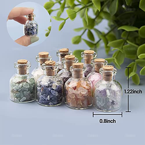 Auear, Mini Crystal Gemstone Wishing Bottles Healing Tumbled Chip Stones Set For Diy Jewelry Making Home Decoration Assorted Color (Style A, 9 Pack) #TOP5