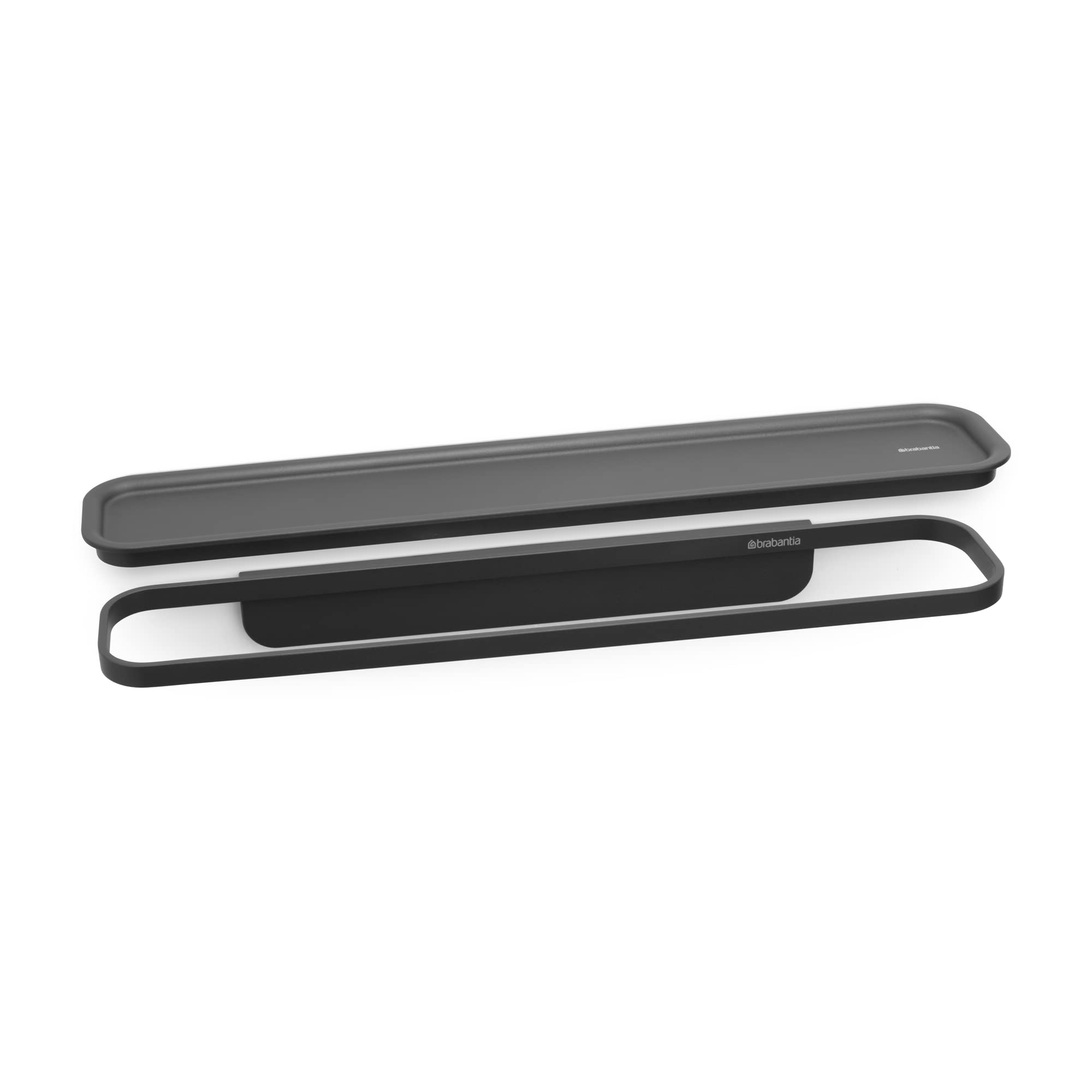 Brabantia - Mindset Badregal - Platzsparend - Wandregal für die Dusche - Bis zu 2 kg - Korrosionsbeständig - Inklusive Befestigungsmaterial - Infinite Grey - 42 x 8,6 cm