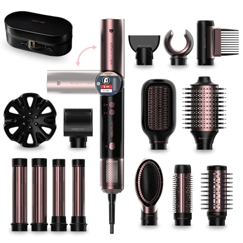 Cecotec Moldeador de Pelo 14 Cabezales AirGlam 14in1 Flex Black. 1400W, 110000RPM, Pantalla, Tecnología Coanda, Motor Brushless, Función Rotativa y Revestimiento Cerámica y Queratina