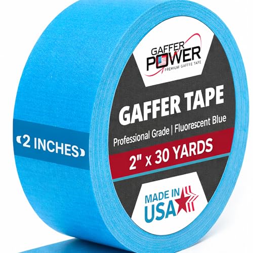 Gaffer Power Professional Grade Gaffer Tape 2 Inch x 30 Yards, Fluorescent Blue – Made in USA, High Visibility Cloth Tape for Floor Marking, Stage, Film, Clean Removal, Heavy Duty