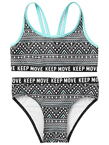 renvena Kid Girls Tankini Sets Three Piece Swimwear Racer Back Sports Crop Top with Briefs Bathing Suits3