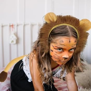 Leeuwenoren en staart, set met leeuwenoren, hoofdband, staart en kraag, pootaccessoires, Halloween kostuum voor kinderen en volwassenen
